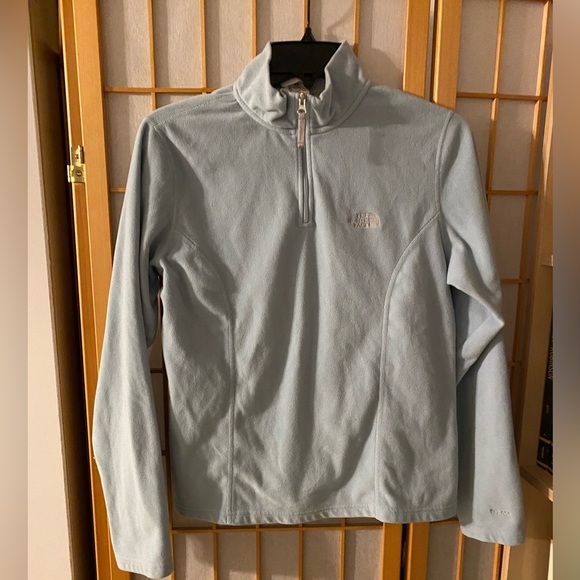 The North Face Womens TKA 100 Fleece 1/4 Zip Jacket Sky Blue Sweater Small (m) - Picture 1 of 4